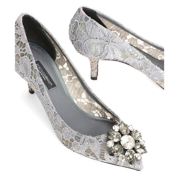 Dolce & Gabbana Bellucci 60 Pumps in Taormina Lace Crystals Grey 34 - Picture 4 of 14